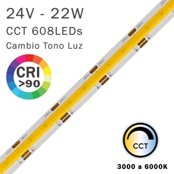 Tira LED Slim 4mm 24V 9,6W IP20 Luz Cálida 3000K Longtitud Metros